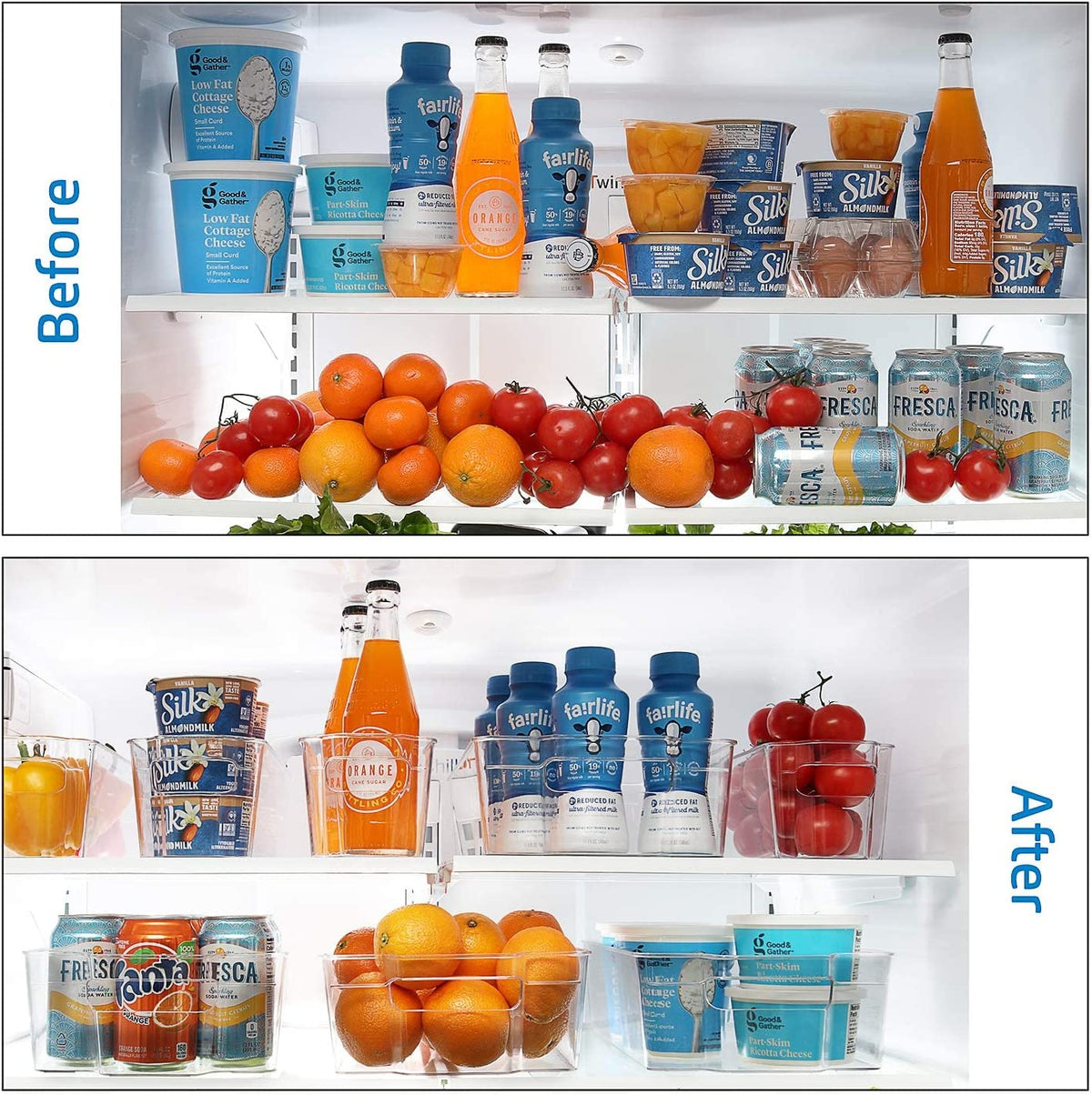 14-Piece Stackable Acrylic Refrigerator and Freezer Organizer Set - Clear Storage Bins