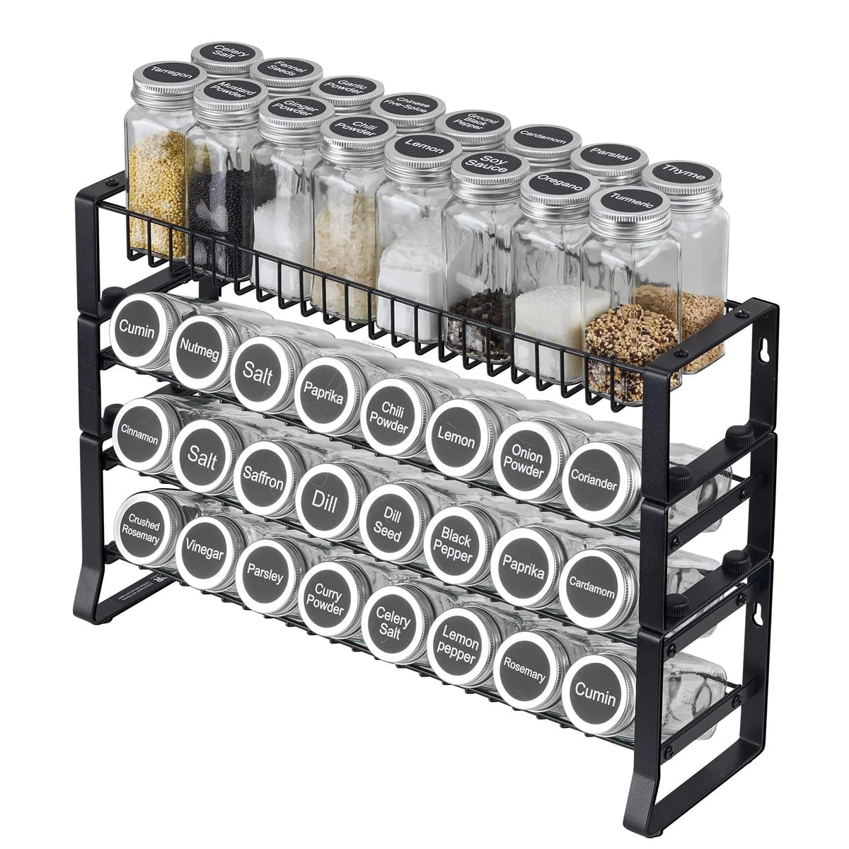 Professional Spice Rack Organizer for Kitchen Cabinet and Countertop - 18" x 11"