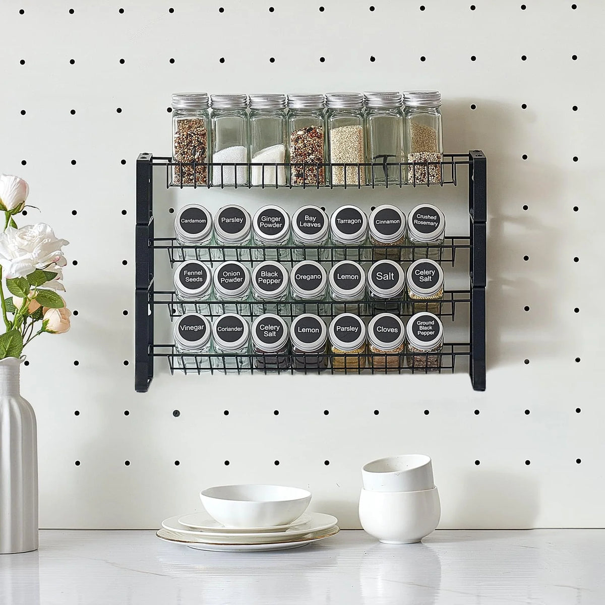 Professional Spice Rack Organizer for Kitchen Cabinet and Countertop - 18" x 11"