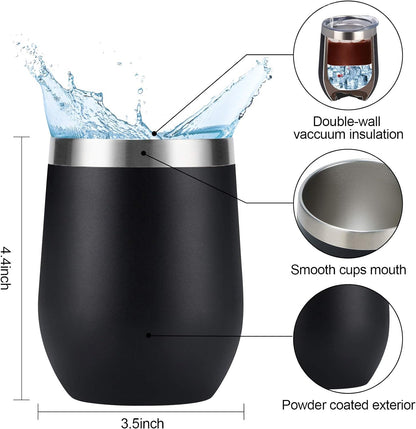 8-Pack Stainless Steel Insulated Tumblers with Lids – 12 oz