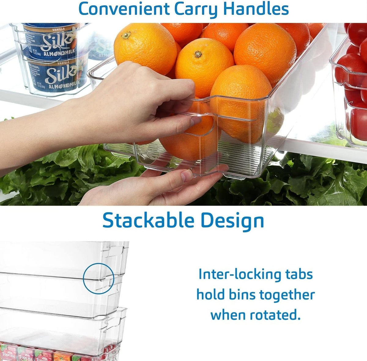 14-Piece Stackable Acrylic Refrigerator and Freezer Organizer Set - Clear Storage Bins