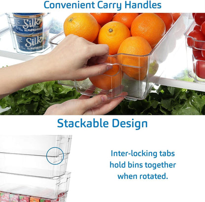 14-Piece Stackable Acrylic Refrigerator and Freezer Organizer Set - Clear Storage Bins