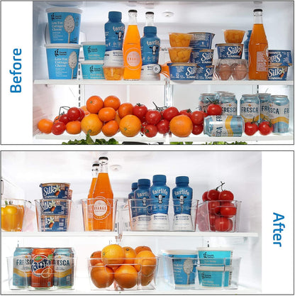 14-Piece Stackable Acrylic Refrigerator and Freezer Organizer Set - Clear Storage Bins
