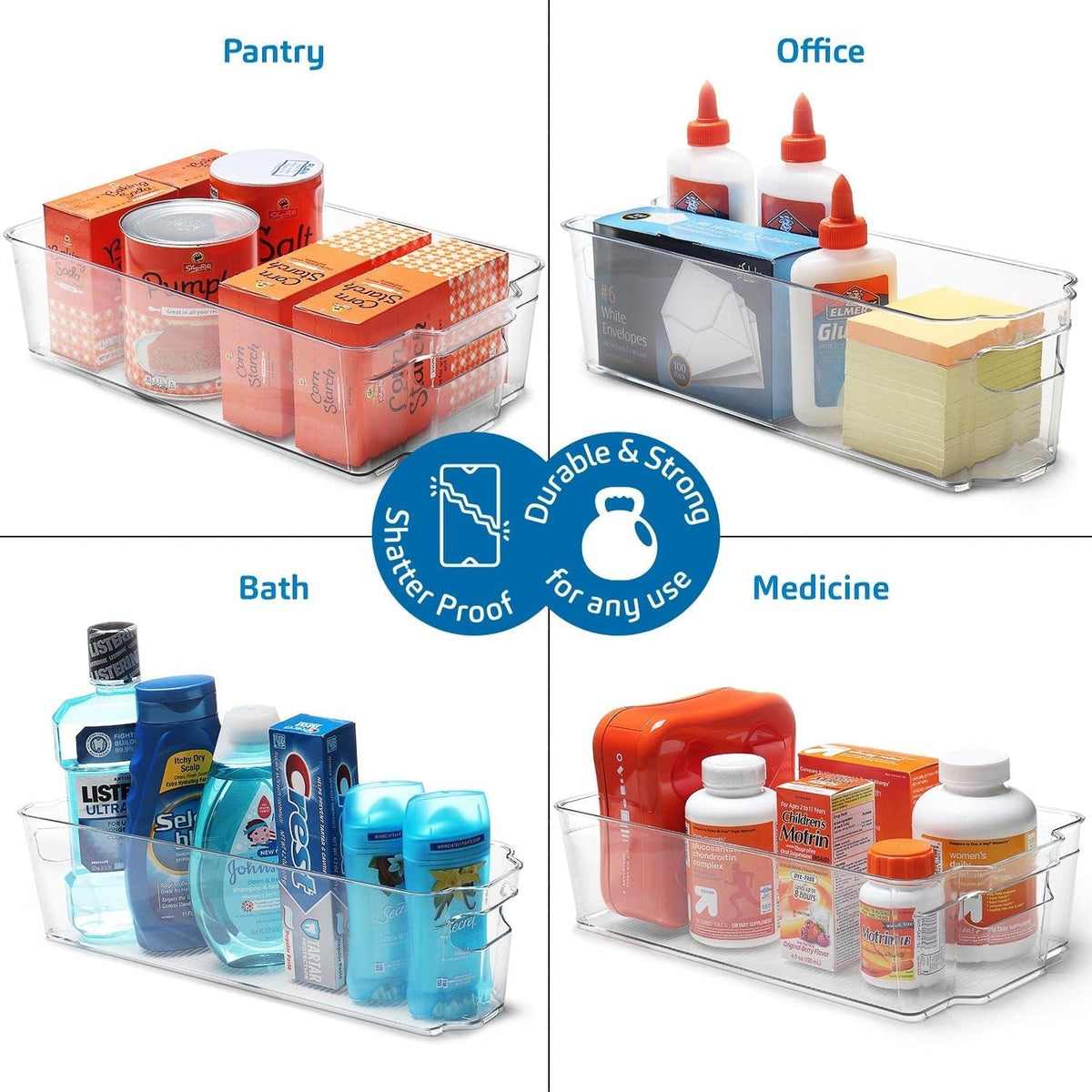 14-Piece Stackable Acrylic Refrigerator and Freezer Organizer Set - Clear Storage Bins