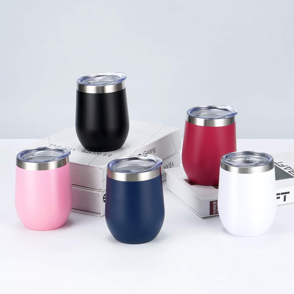8-Pack Stainless Steel Insulated Tumblers with Lids – 12 oz