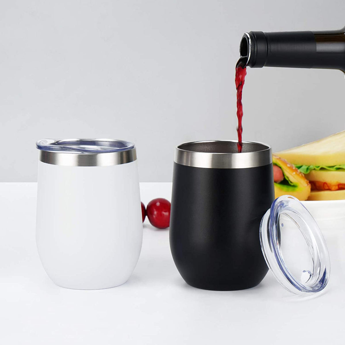 8-Pack Stainless Steel Insulated Tumblers with Lids – 12 oz