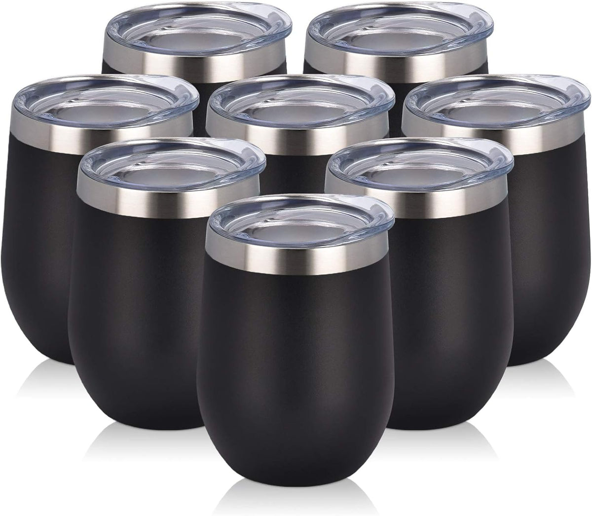8-Pack Stainless Steel Insulated Tumblers with Lids – 12 oz